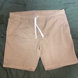 Dark khaki drawstring shorts